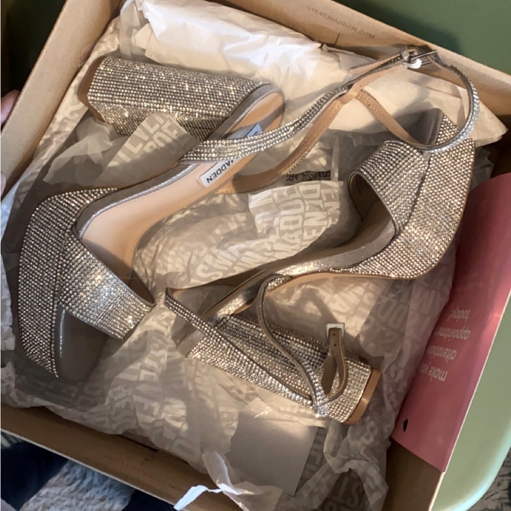 Rhinestone Block Heels